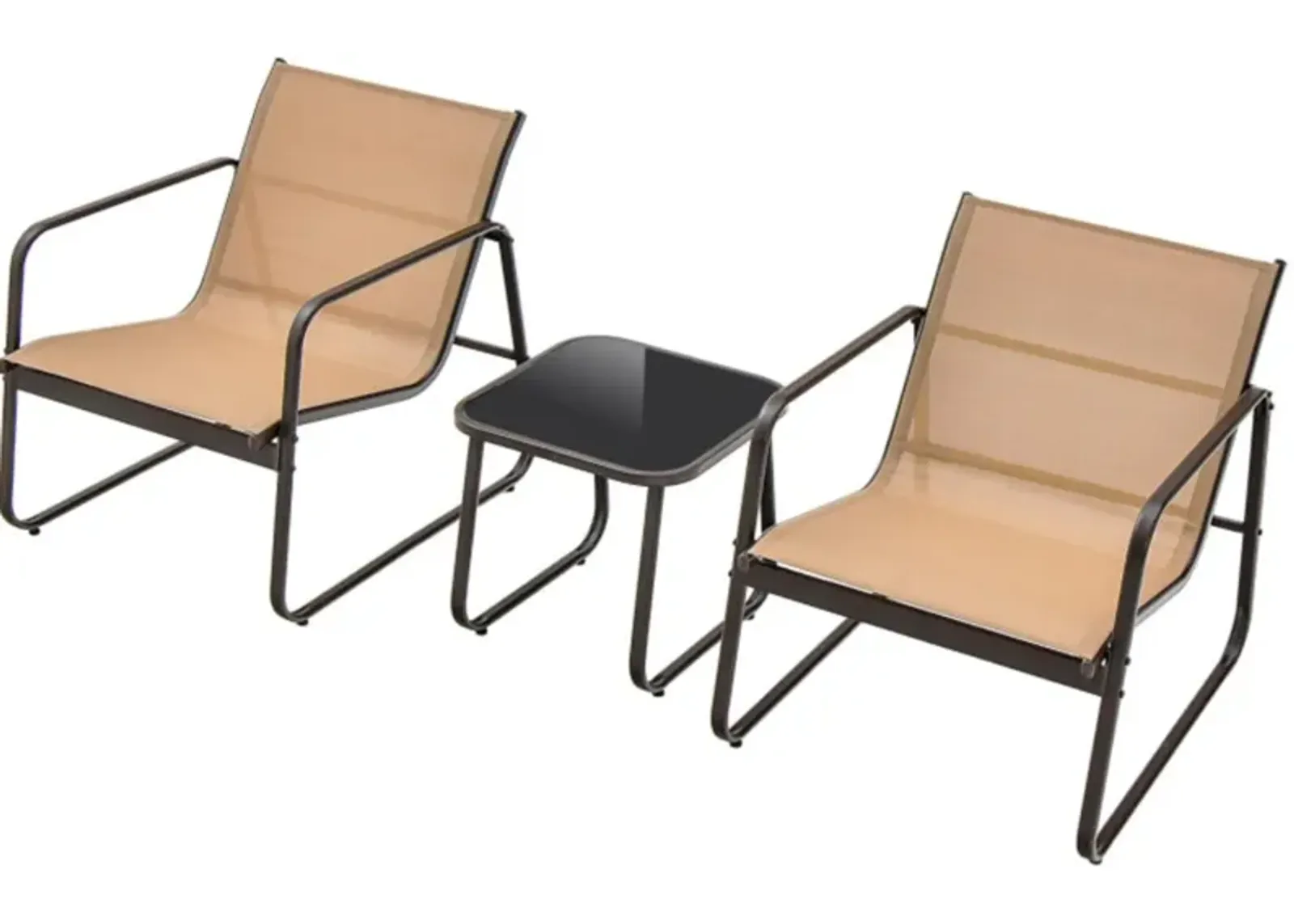 Hivvago 3 Pieces Patio Conversation Set with Breathable Fabric and Tabletop