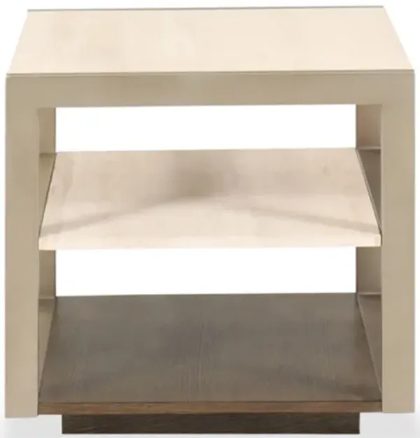 Hammon Travertine/Metal Square Side Table