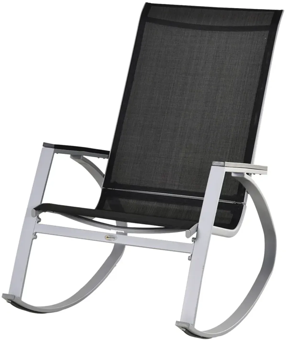 Modern Outdoor Seater: Black/Silver Porch Rocking Sling Chair