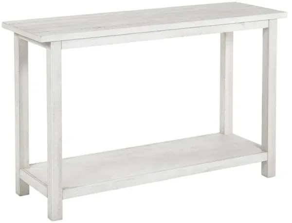 Ayne Console Table, 1 Bottom Shelf, Distressed White Wood, 47 Inch