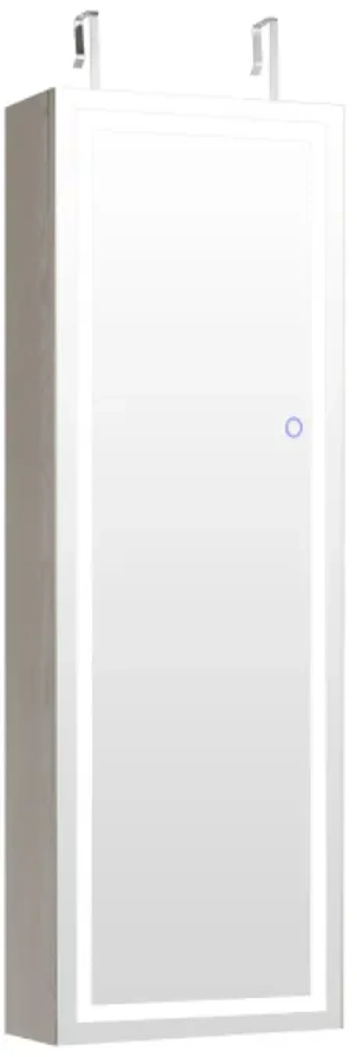 Mirrored Jewelry Armoire with Full Length Mirror and 2 Internal LED Lights