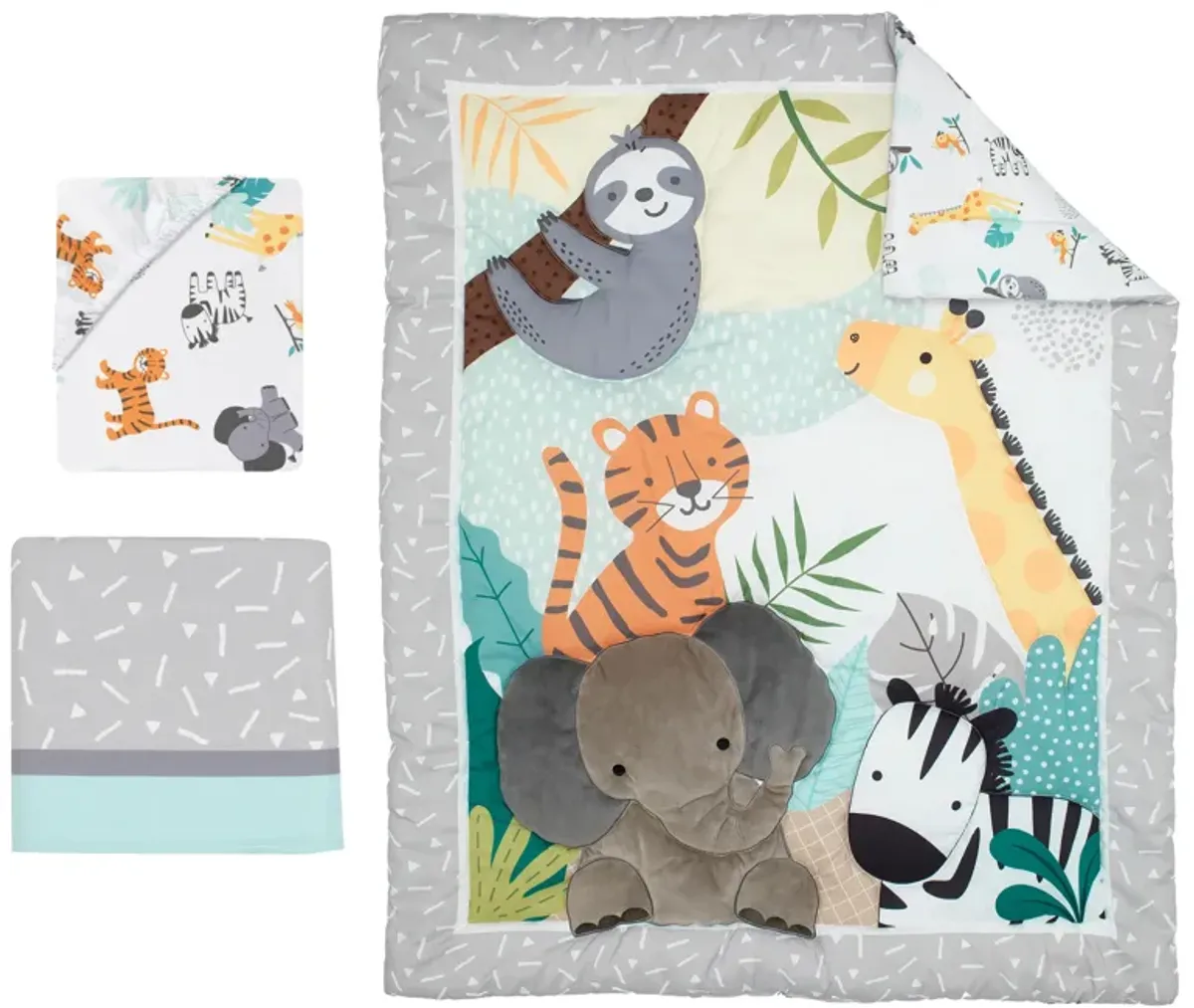 Bedtime Originals Mighty Jungle Animals 3-Piece Baby Nursery Crib Bedding Set