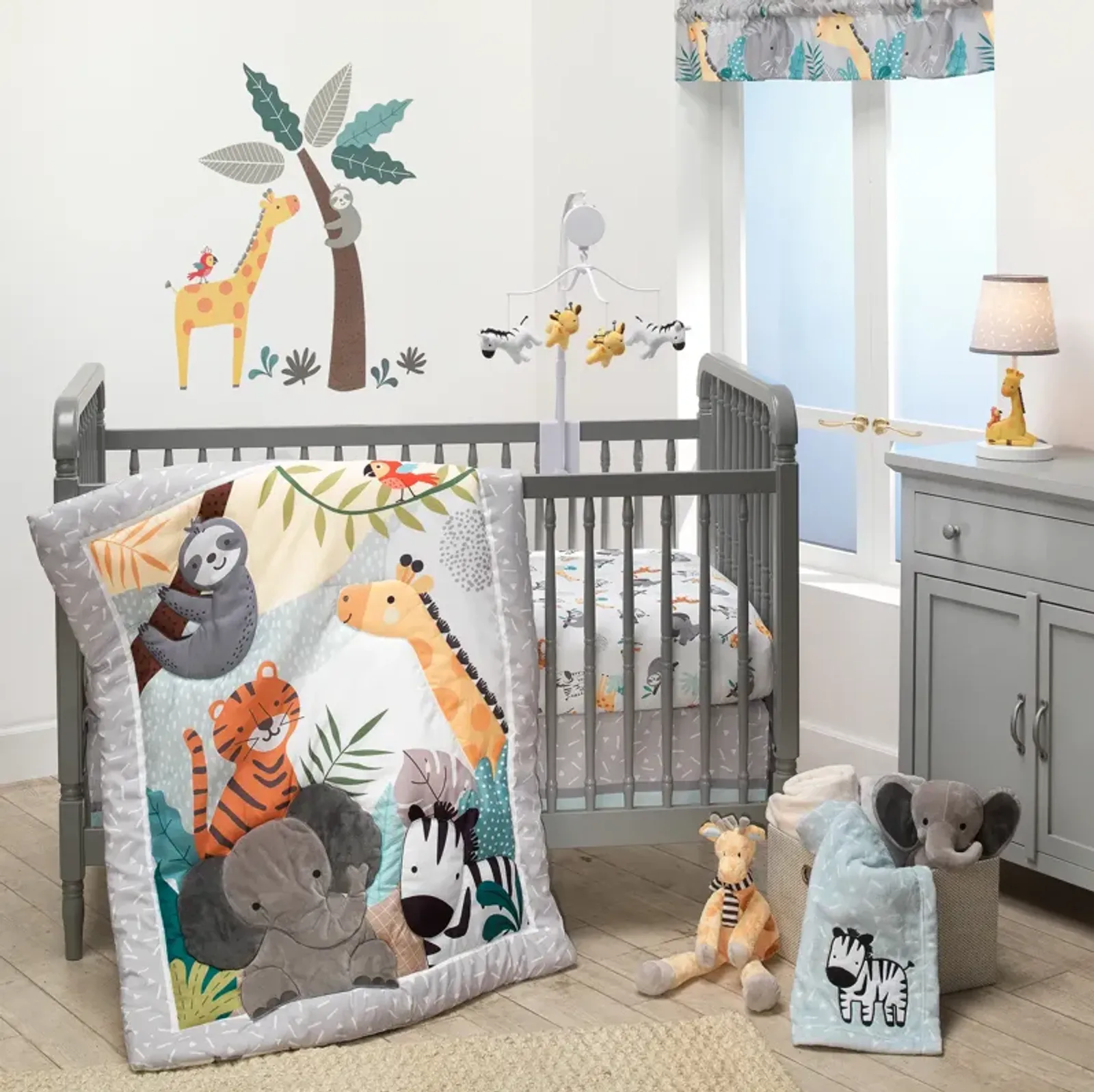 Bedtime Originals Mighty Jungle Animals 3-Piece Baby Nursery Crib Bedding Set