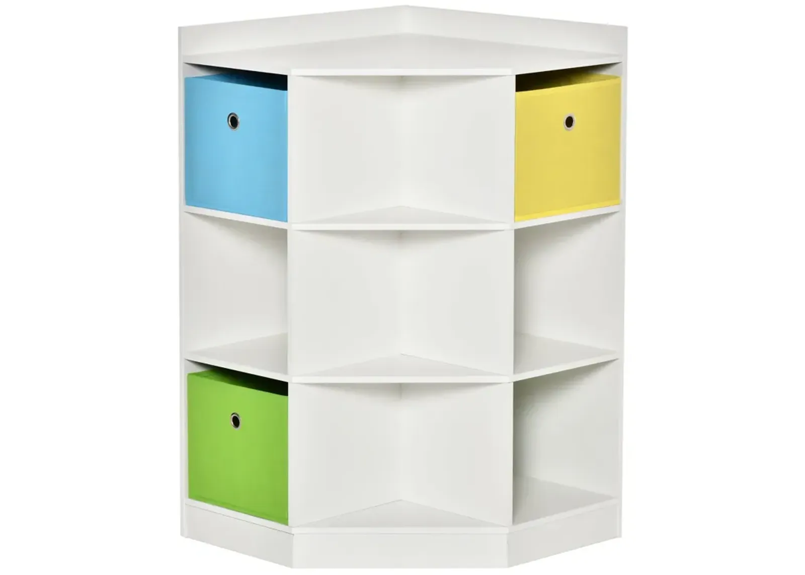 White Kids' Wardrobe: Corner Storage with 9-Cubby Display Shelf