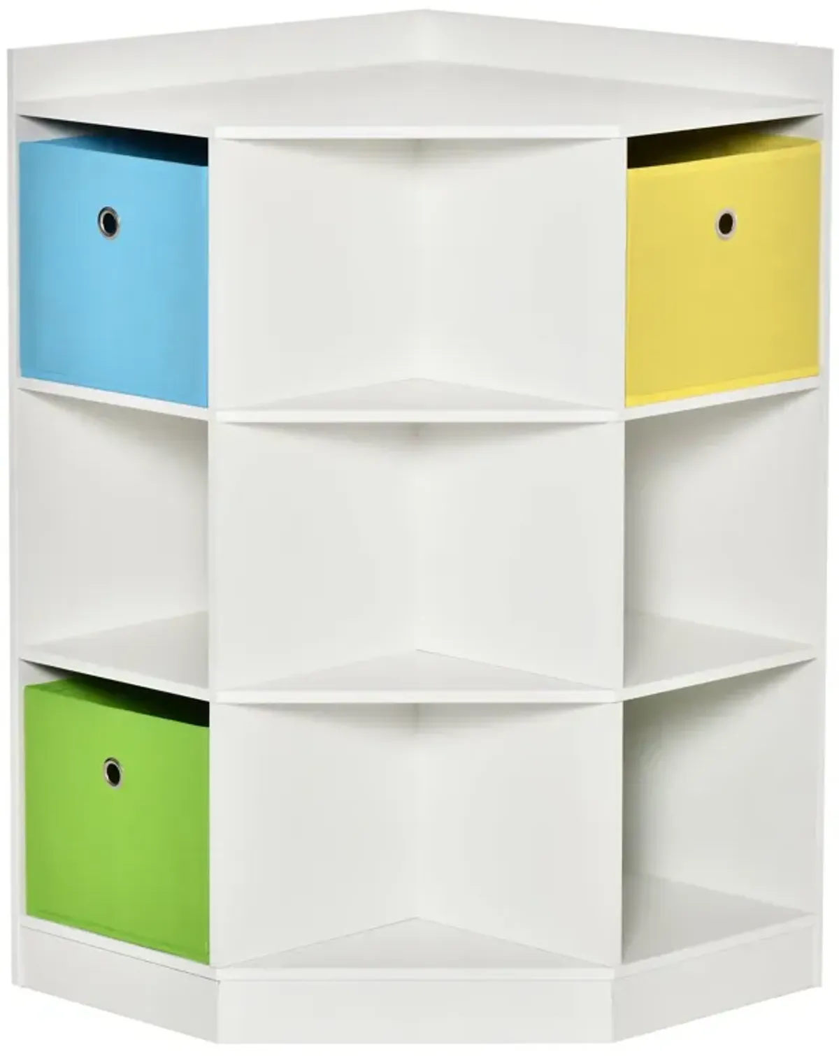 White Kids' Wardrobe: Corner Storage with 9-Cubby Display Shelf