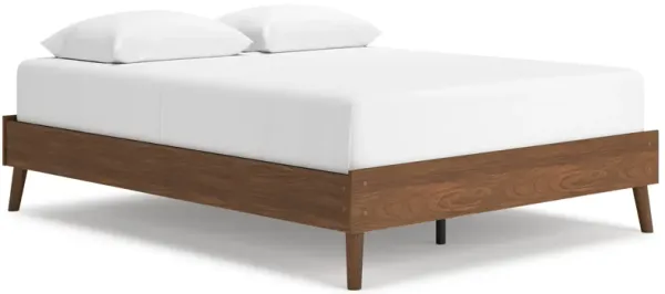 Forni Queen Size Platform Bed, Dark Brown Wood, Sleek Splayed Legs - Benzara