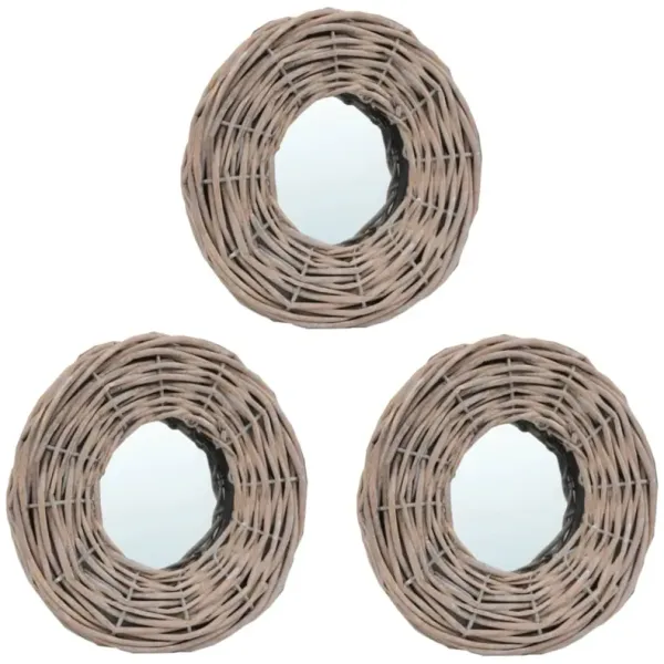 vidaXL Mirrors 3 pcs 5.9" Wicker
