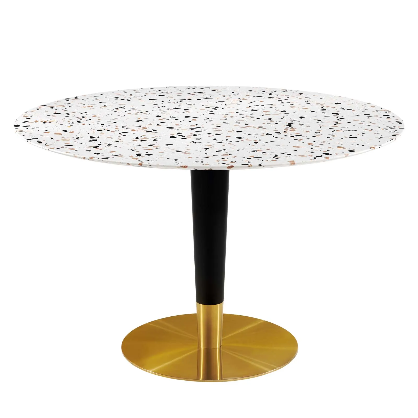 Modway - Zinque 47" Round Terrazzo Dining Table Gold White