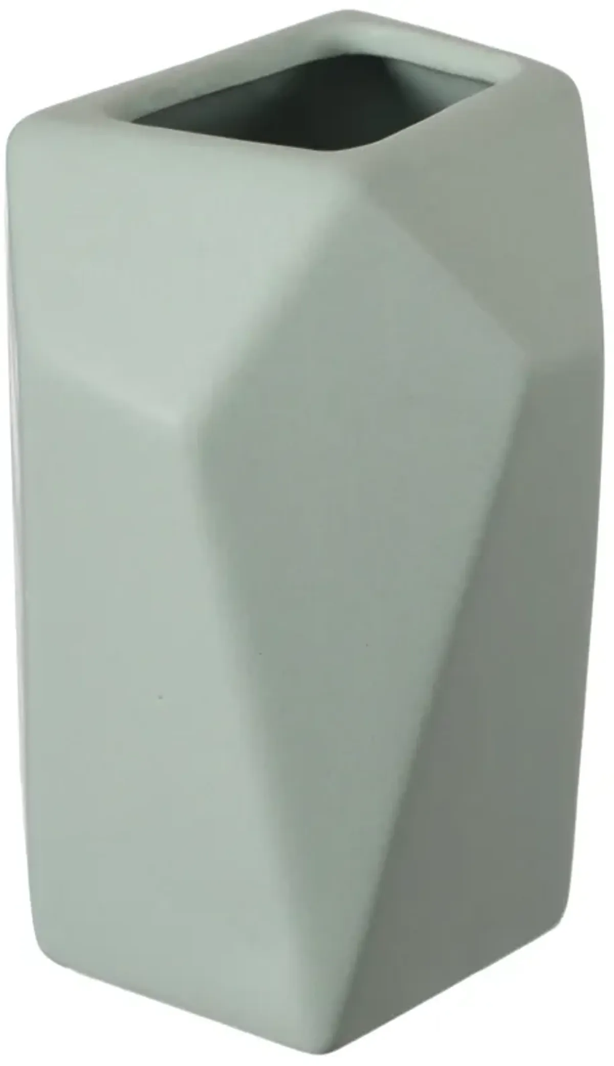 8" H Decorative Ceramic Multi Paned Vase, Modern Style Centerpiece Table Vase White, Medium