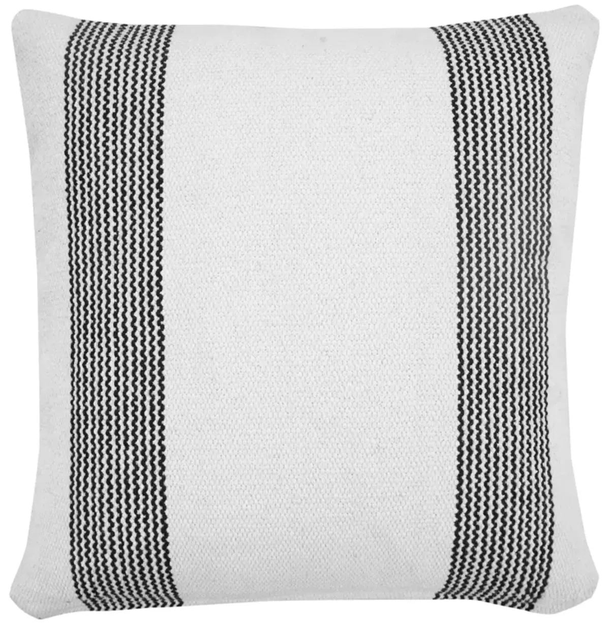20" Black and White Pinstripe Bordered Square Throw Pillow