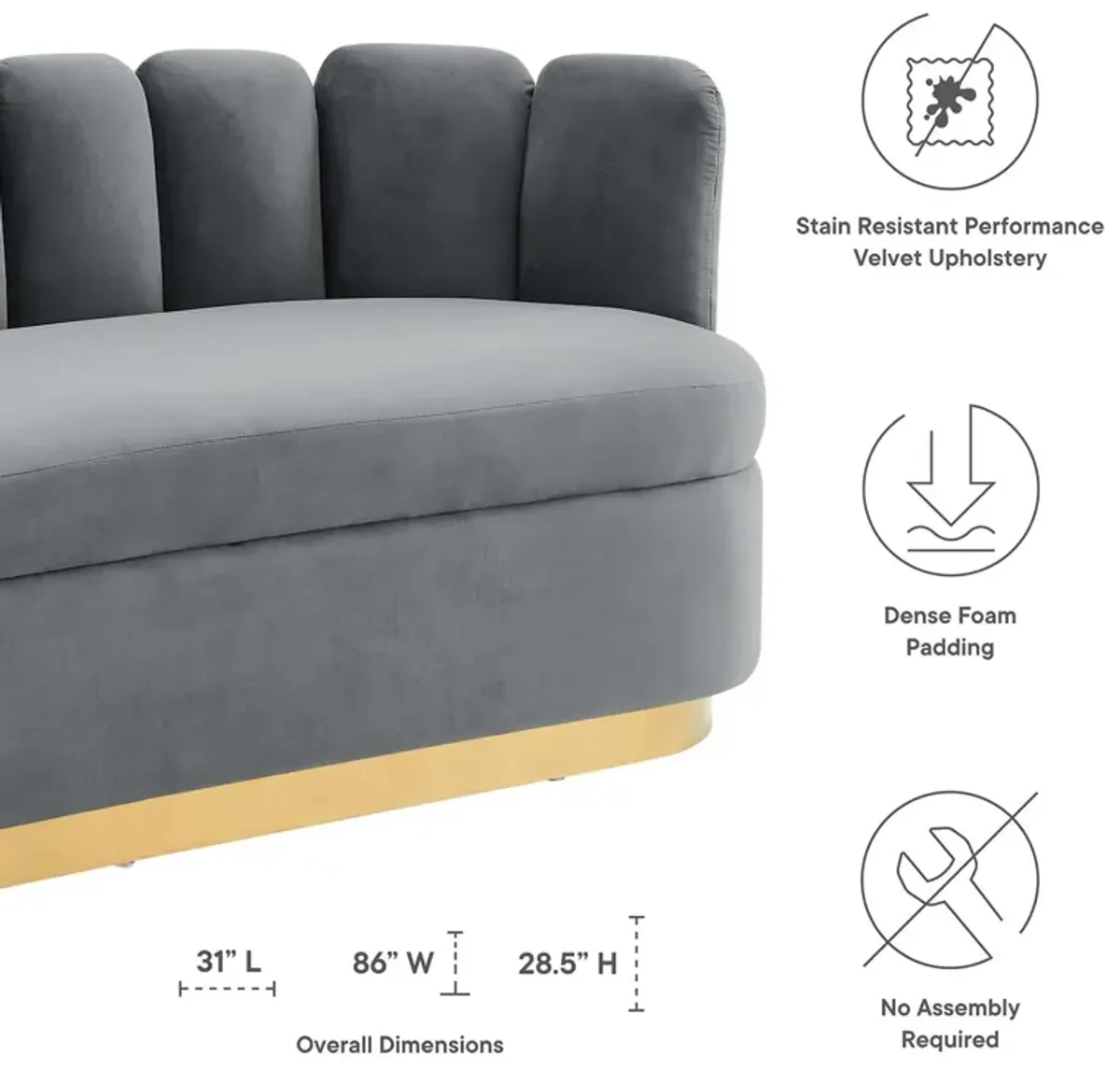 Victoria Channel Tufted Performance Velvet Sofa