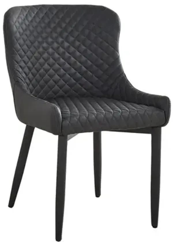 Upholstered Dining Chair With Tufted Seat , Dark Gray, Set Of 4