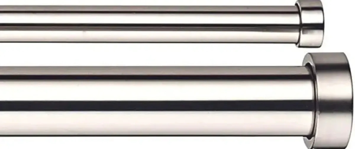 Linen Avenue End Cap Double Window Curtain Rod Set, 28 to 48-Inch, Brushed Nickel