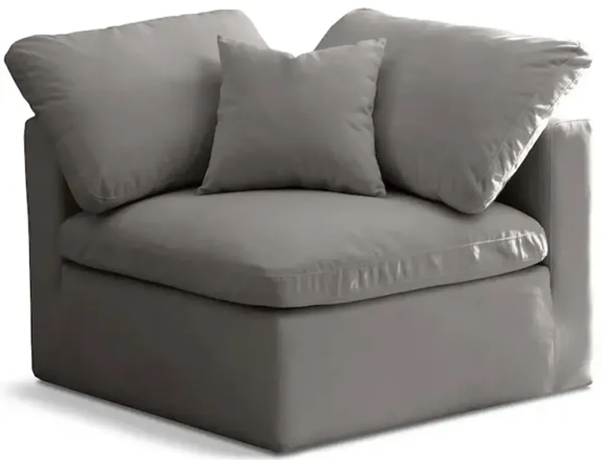 Meridian Furniture Plush Grey Velvet Standard Comfort Modular Corner Chair