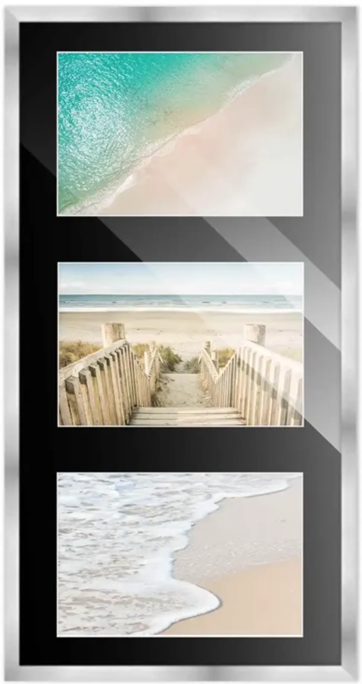 7.5x14.5 Wood Collage Frame with Black Mat For 3 4x6 Pictures