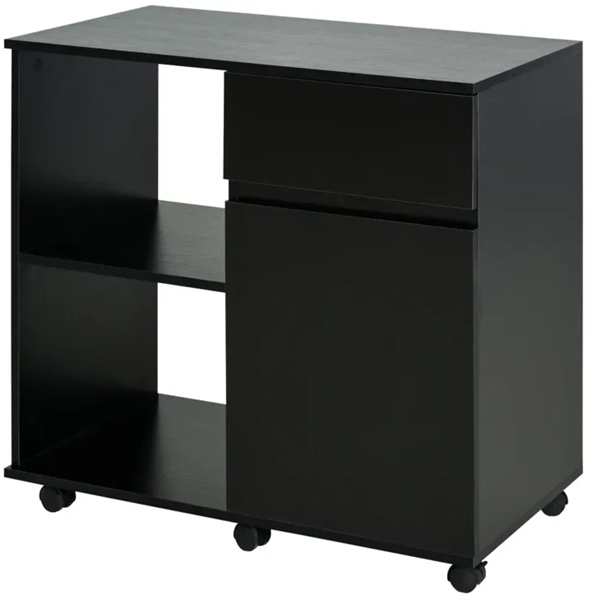 Black Office Assistant: File Cabinet/Printer Stand with Open Shelves