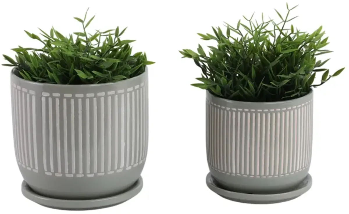 Planter with Saucer, Grey