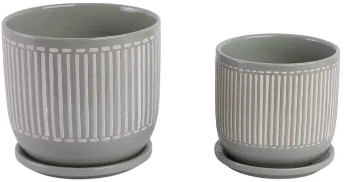 Planter with Saucer, Grey