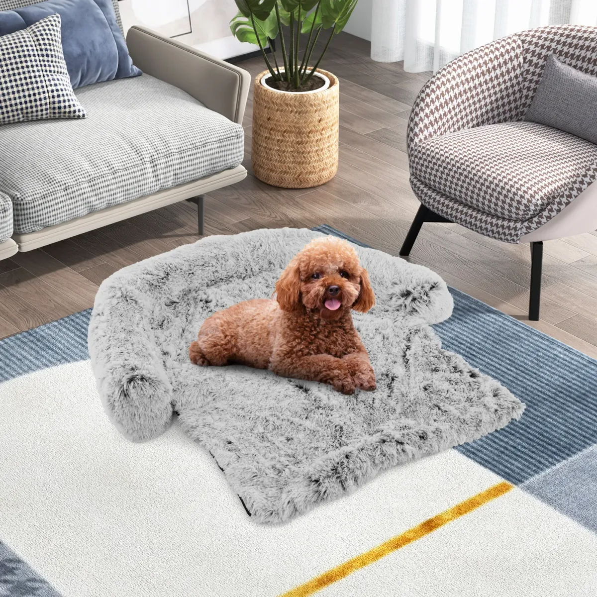 Plush Calming Dog Couch Bed with Anti-Slip Bottom – Soft and Cozy Pet Sofa for Dogs