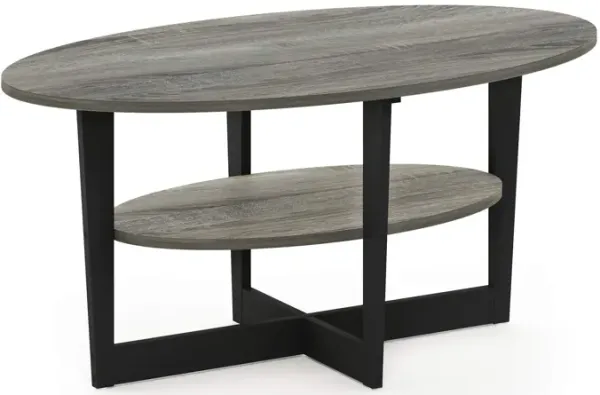 Furinno Coffee Table, 1-Pack, French Oak Grey/Black
