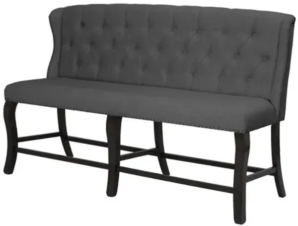 Best Quality Furniture Counter Height Upholstered Bench with Backrest, Tufted Buttons, and Nailhead Trim