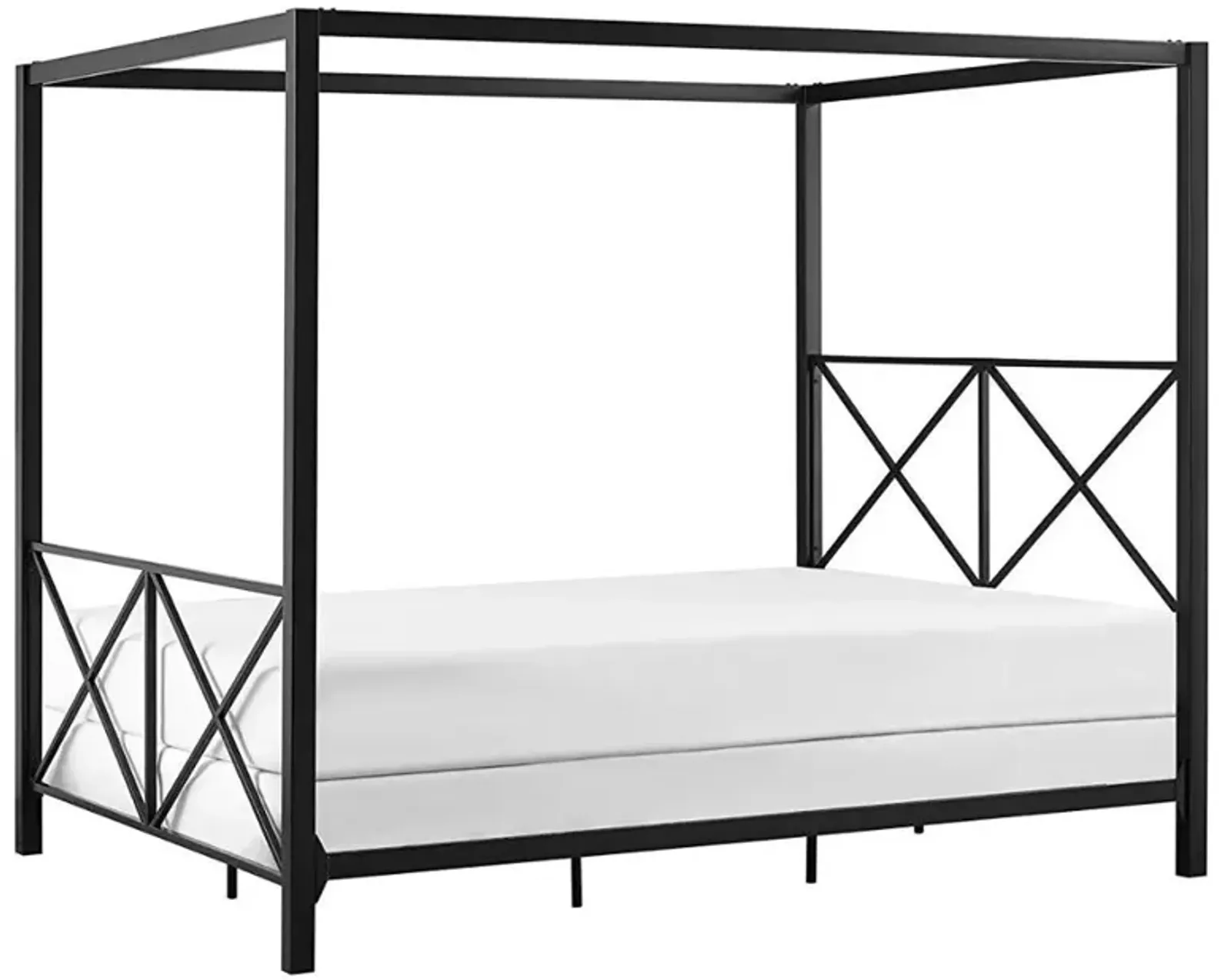 Hivvago Queen size Modern Black Metal Four-Poster Canopy Bed Frame