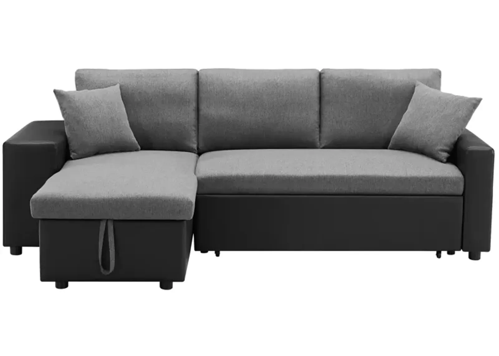 92.5" Linen Reversible Sleeper Sectional Sofa With Storage And 2 Stools Steel