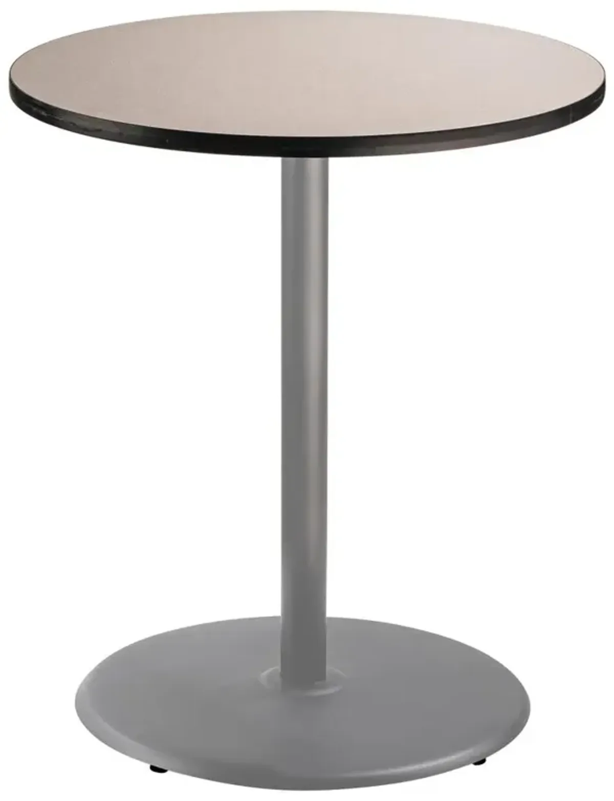 NPS® Café Table, 36" Round, Round Base, 42" Height, Particleboard Core/T-Mold, Grey