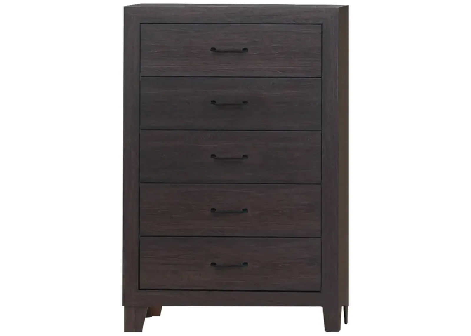 Chest with 5 Drawers and Grain Details, Dark Brown-Benzara