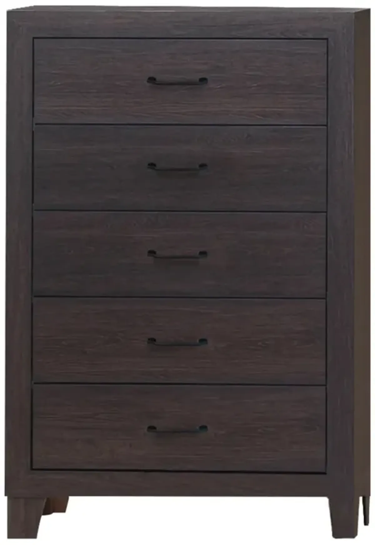 Chest with 5 Drawers and Grain Details, Dark Brown-Benzara