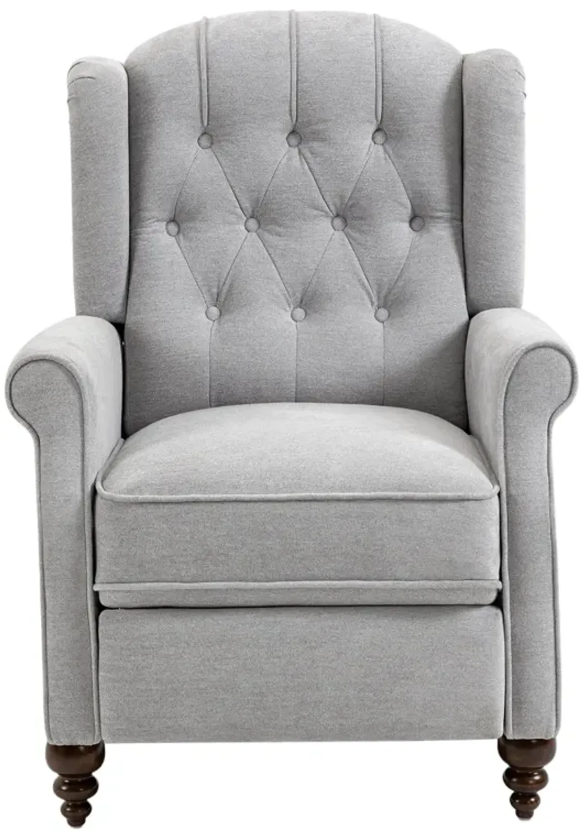 34 in. W Blue Elegant Nailhead Tufted Recliner, Push Back Accent Chair with Rubber Wooden Legs