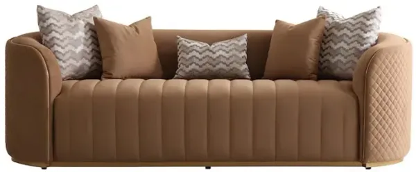 Michael Amini Ariana Velvet Sofa - Caramel/Gold