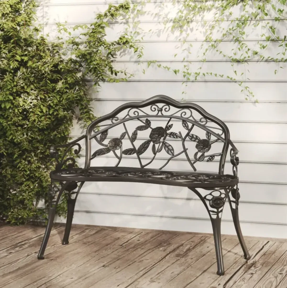 vidaXL Patio Bench 39.4" Cast Aluminum Black