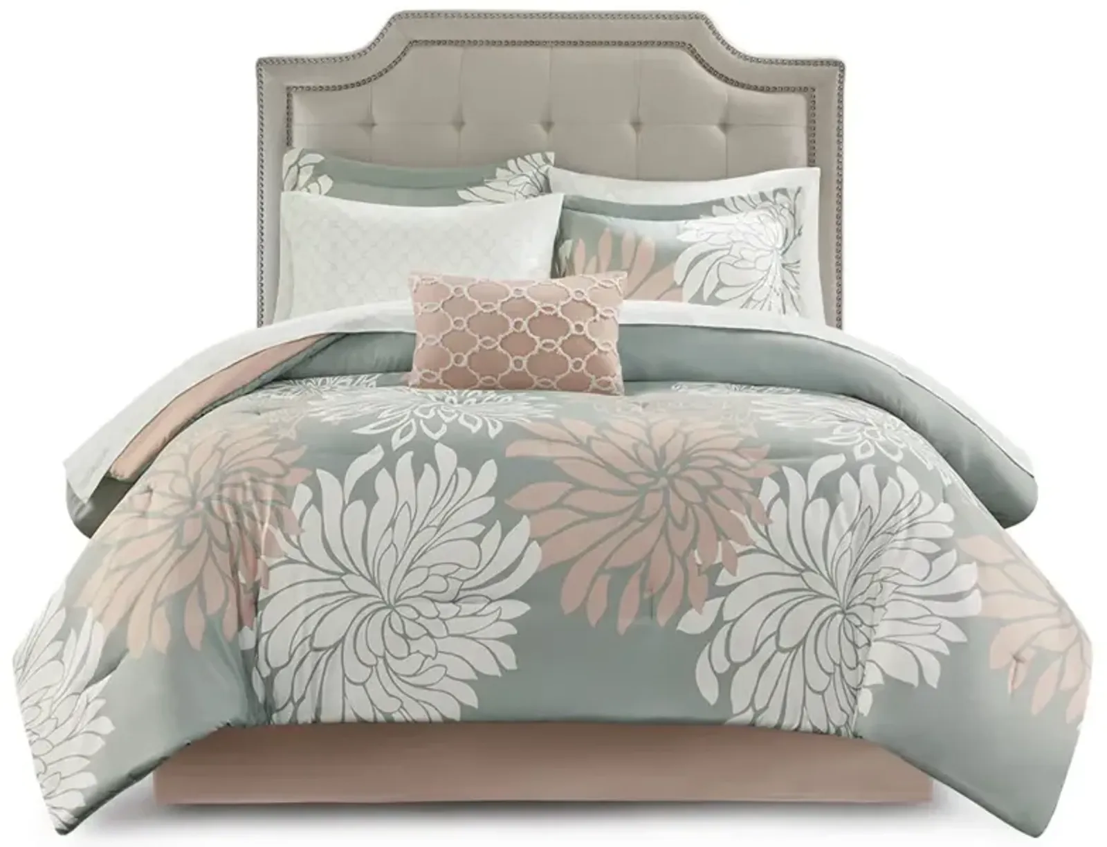 Gracie Mills Willie 9-Piece Floral Comforter Set with Cotton Sheets