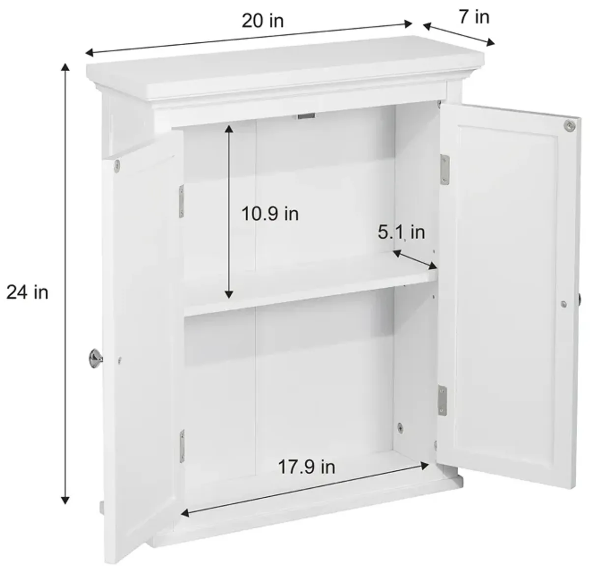 Teamson Home Glancy Two Shutter Doors Removable Wooden Wall Cabinet White