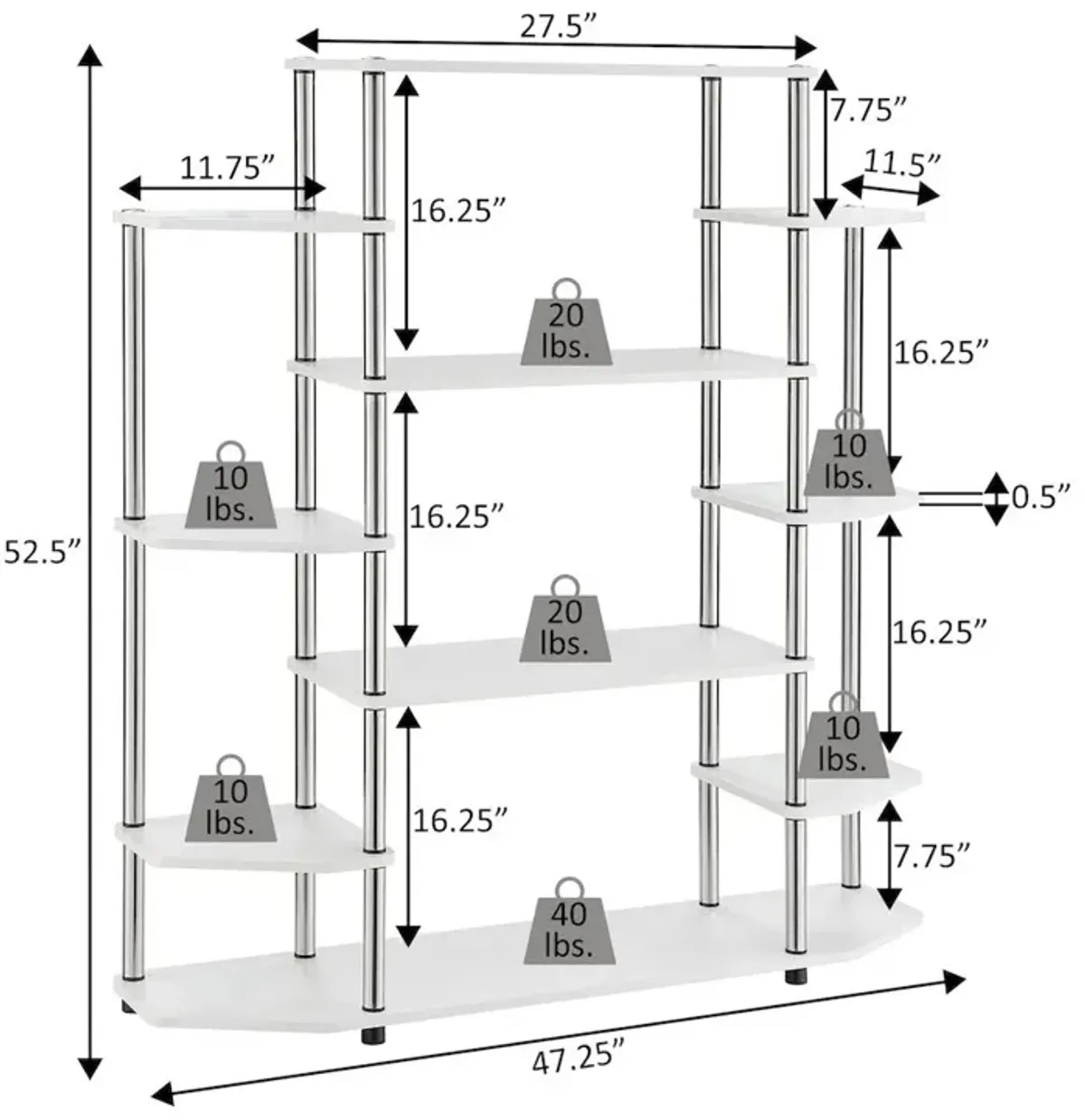 Convenience Concepts Designs2Go No Tools Wall Unit Bookshelf