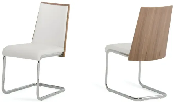 Set of 2 Modern Faux Leather Dining Chairs with Walnut Finish, Stylish Side Chairs
