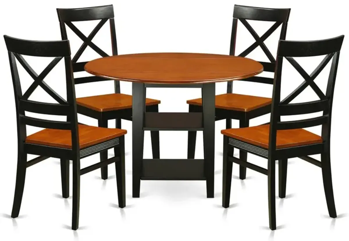 Dining Room Set Black & Cherry, SUQU5-BCH-W