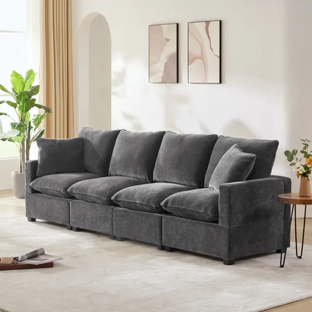 Merax 4-Seat Chenille Sectional Sofa Couch