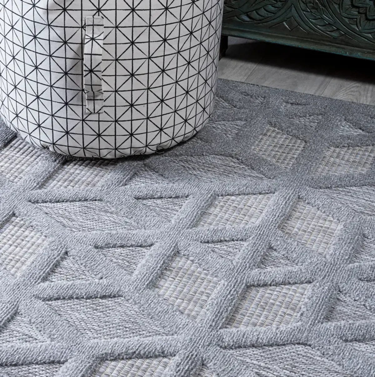 Talaia Neutral Geometric Indoor/Outdoor Area Rug