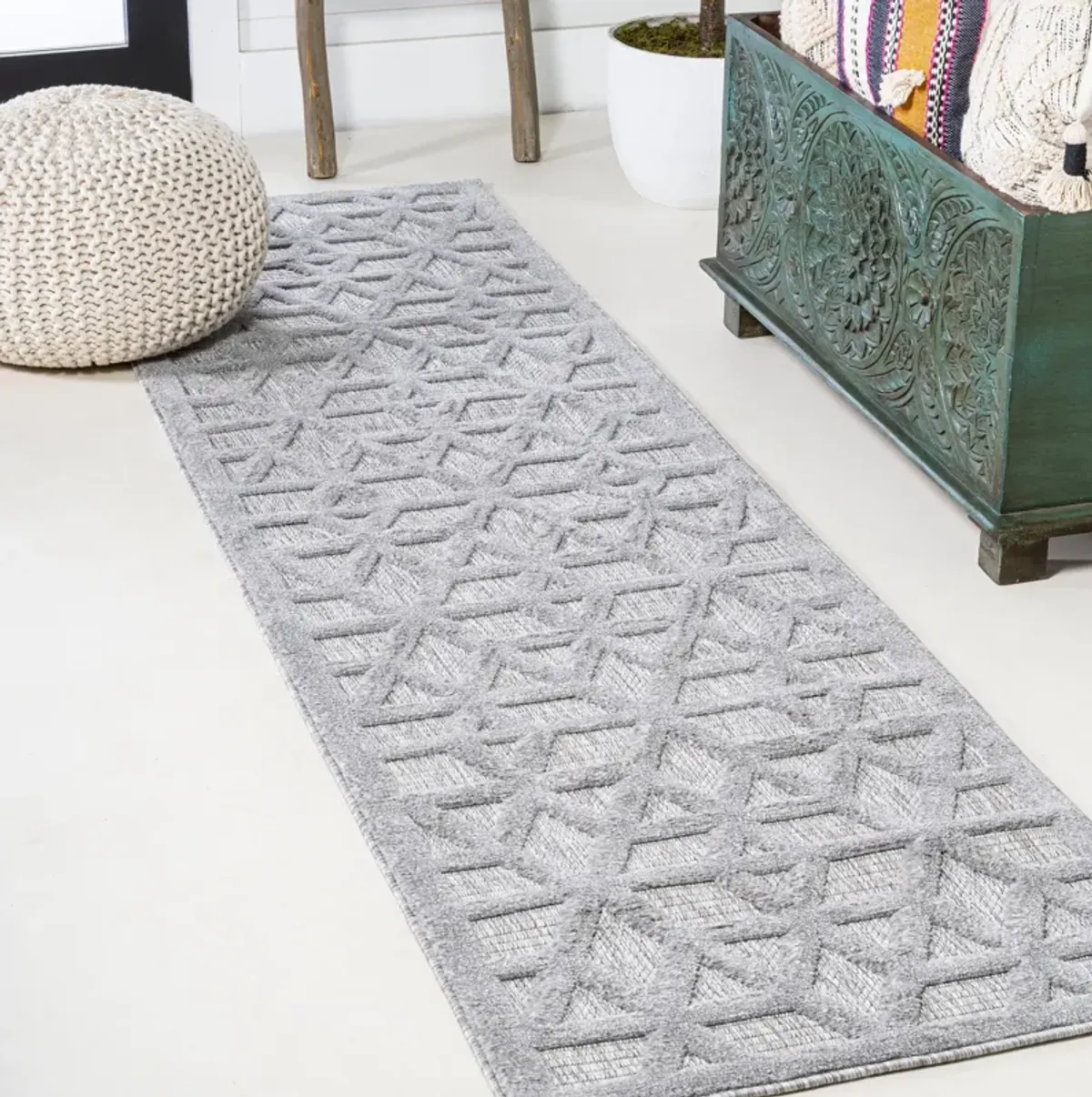 Talaia Neutral Geometric Indoor/Outdoor Area Rug