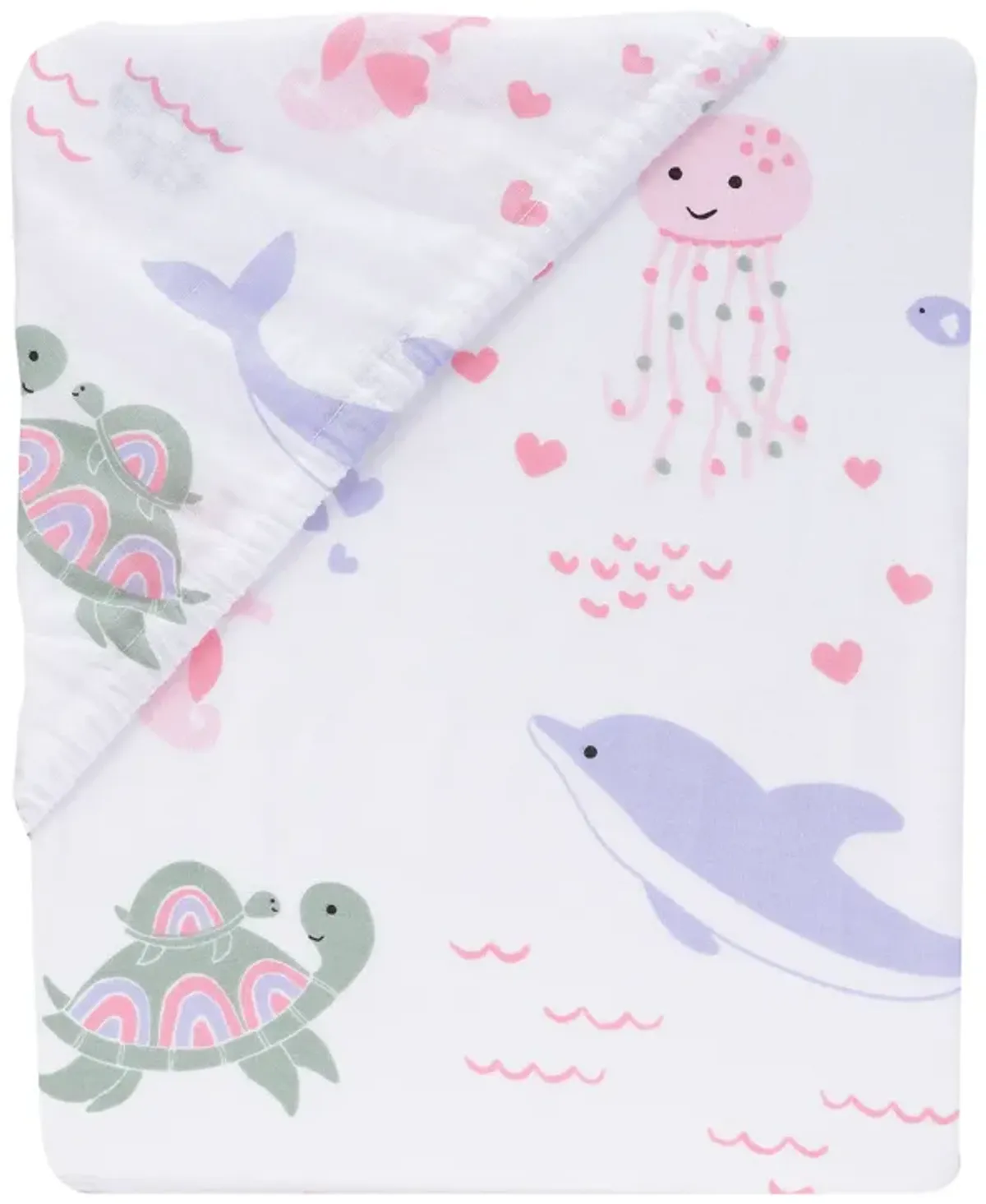 Lambs & Ivy Sea Dreams Soft White 100% Cotton Nautical Ocean Fitted Crib Sheet