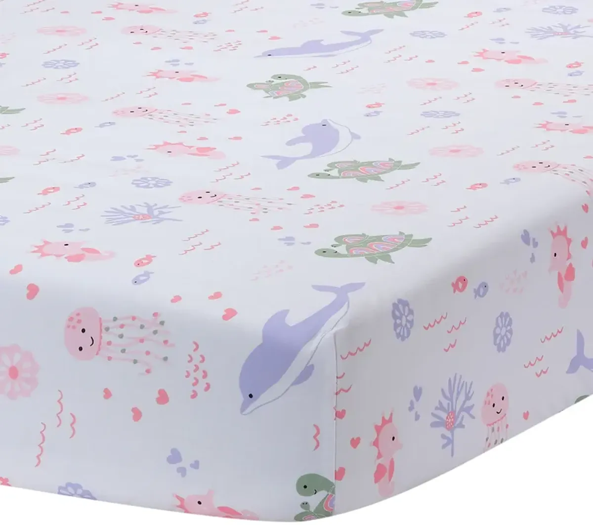 Lambs & Ivy Sea Dreams Soft White 100% Cotton Nautical Ocean Fitted Crib Sheet