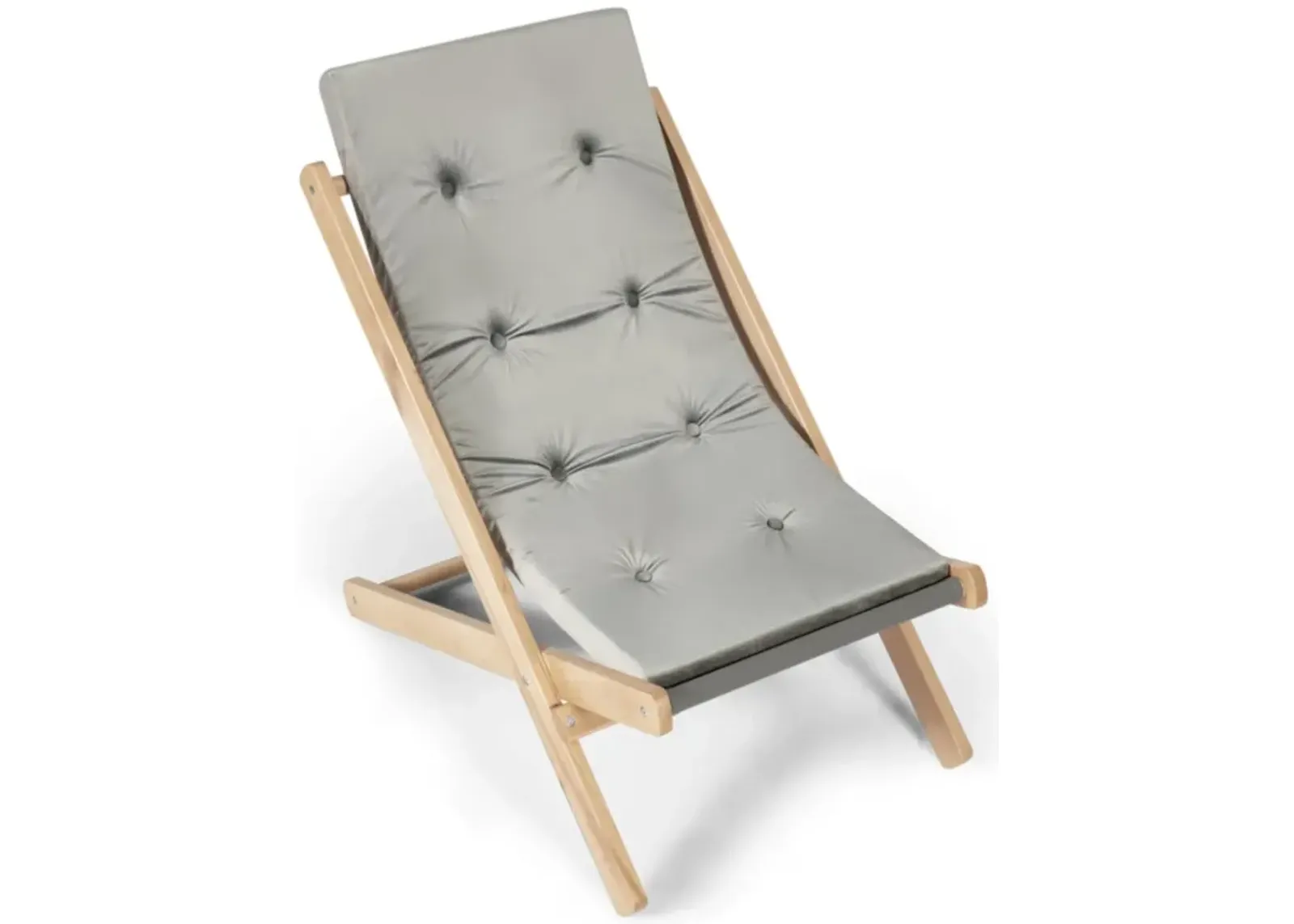 Hivvago 3-Position Adjustable and Foldable Wood Beach Sling Chair with Free Cushion-Gray