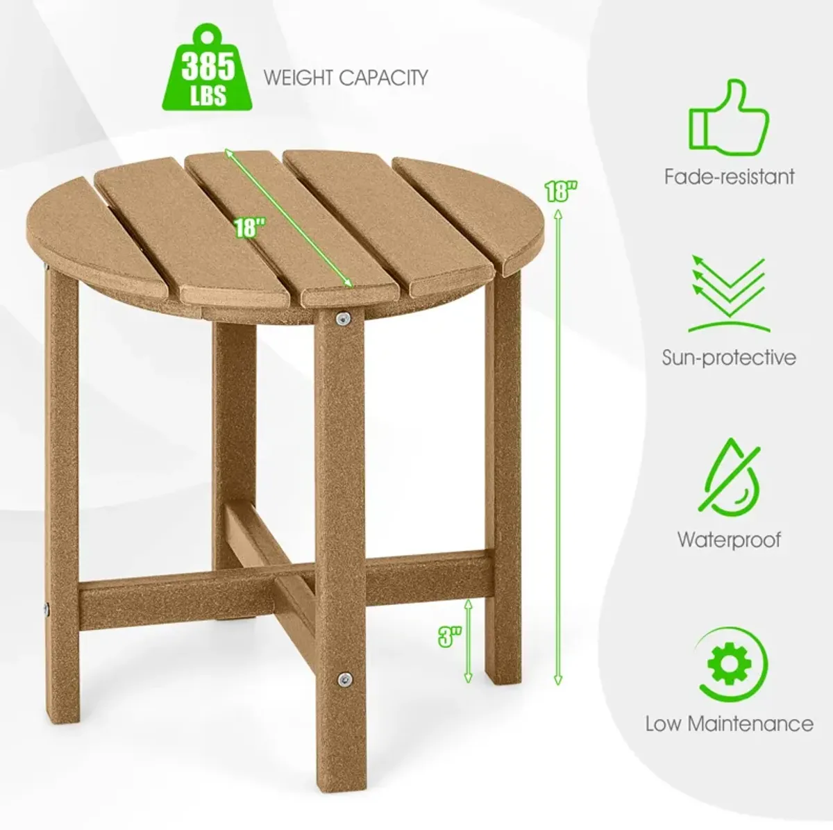 18 Inch Round Weather-Resistant Adirondack Side Table