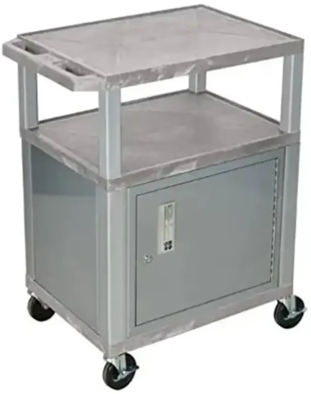 H. Wilson Tuffy Gray 3 Shelf AV Cart W/ Cabinet