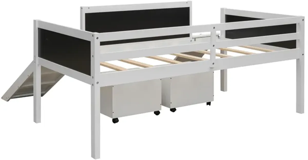 Merax Loft Bed with 2 Storage Boxes