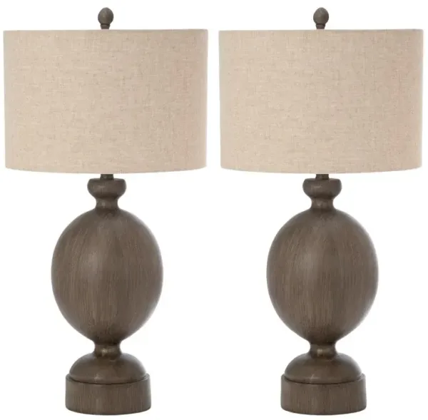 Hivvago Set of Two 30" Brown Geometric Table Lamps With Beige Drum Shade