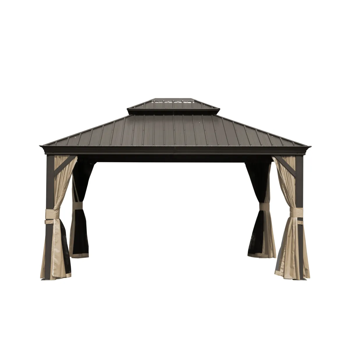 Hardtop Gazebo Outdoor Aluminum Gazebos Grill with Galvanized Steel Double Canopy for Patios Deck Backyard, Curtains&Netting