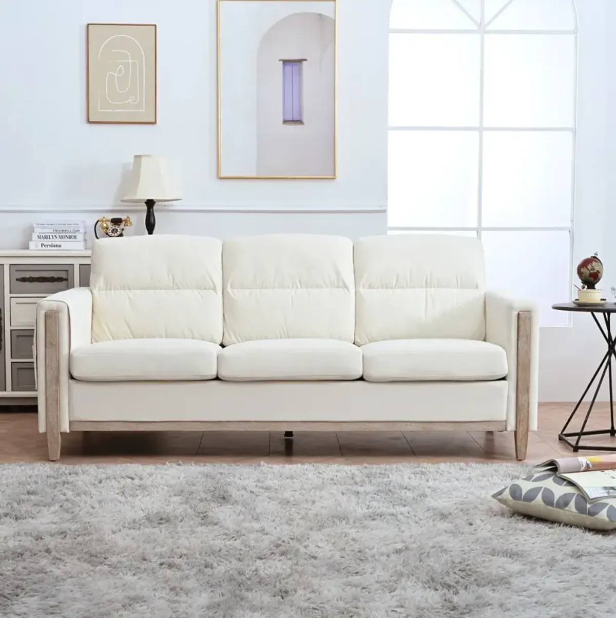 Durable Three-Seater Sofa with Soft Cushions